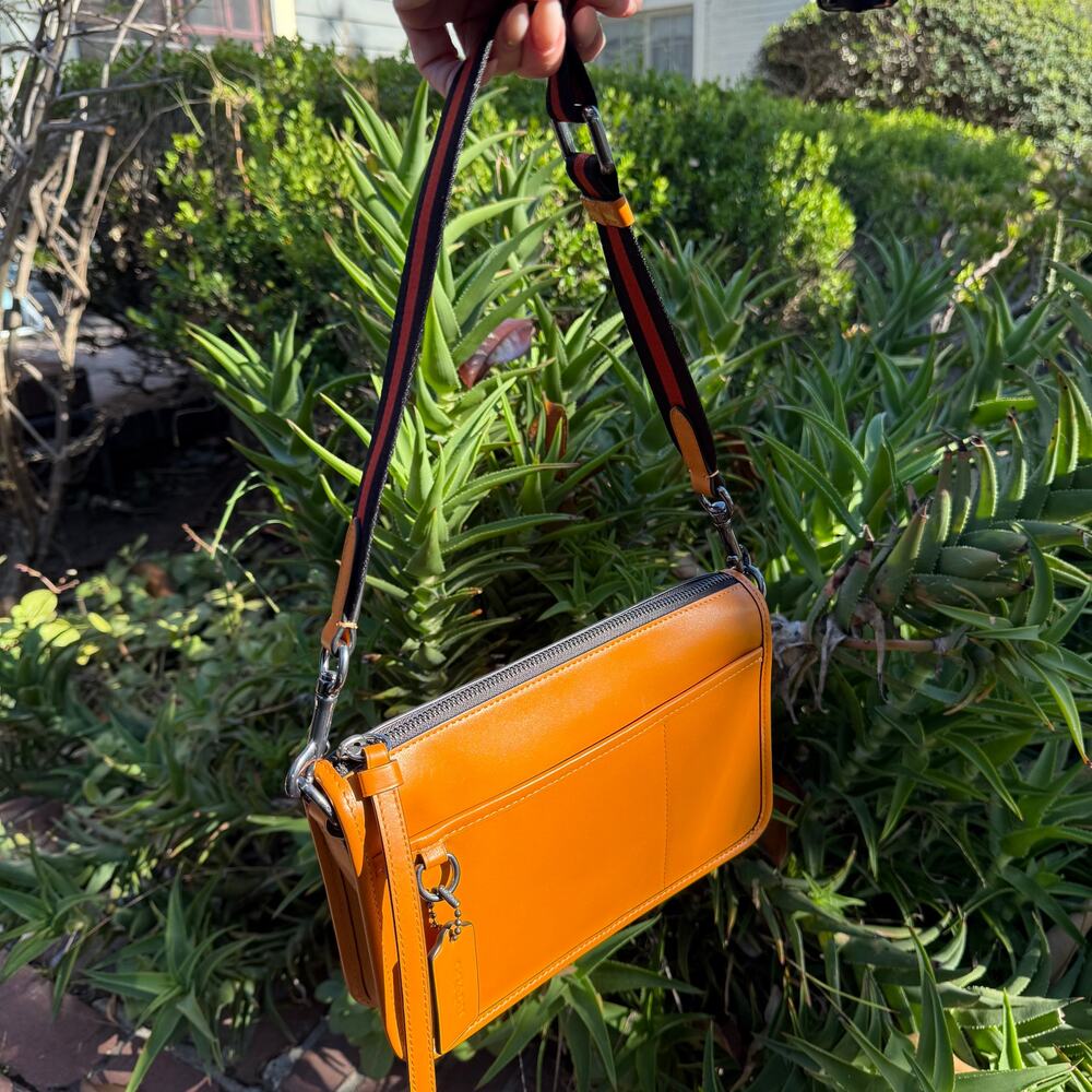 Coach Heritage Small Convertible Butterscotch Leather Crossbody Wristlet Bag - Picture 13 of 15